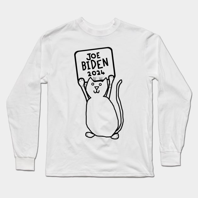 Cute Cat and Joe Biden 2024 Sign Long Sleeve T-Shirt by ellenhenryart